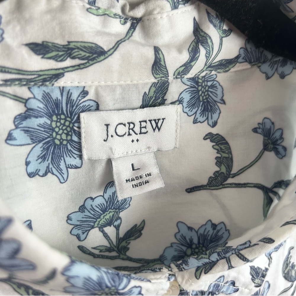 J.Crew Blue Floral Print Cotton Button Front Shirt Size Large - Picture 3 of 8
